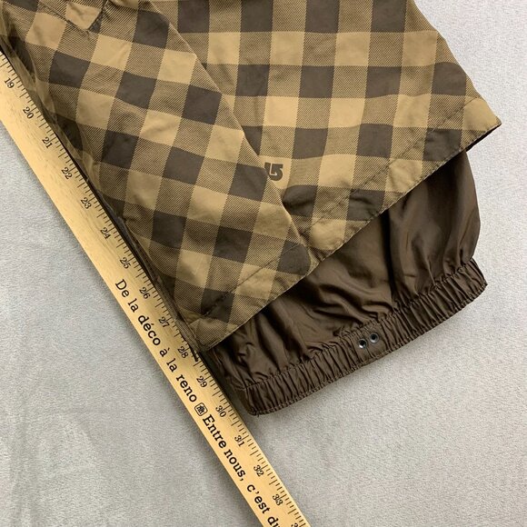 Burton Mens Snowpants Medium Brown Tan Check Plaid Cargo Nylon Snowboarding - Picture 11 of 16